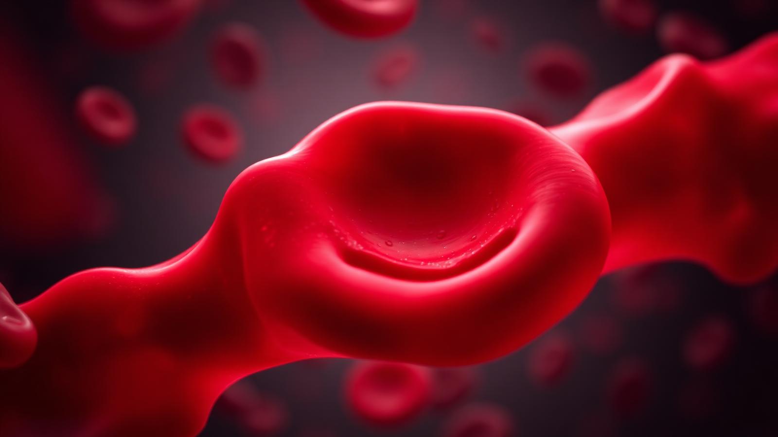 Illustration of red blood cells moving through a blood vessel